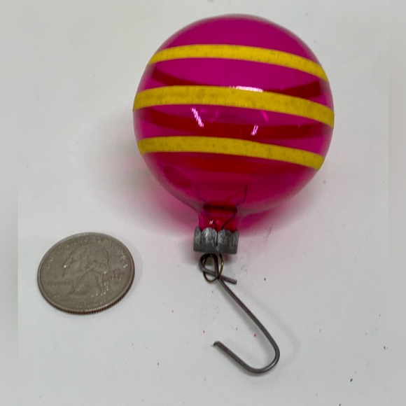 WWII Era Antique Unsilvered Striped Painted Blown Glass Christmas Tree Ornament - Picture 6 of 15